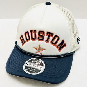 New Era Houston Astros‎ Foam Script M-Crown 9FORTY Hat Cap Adjustable Beige MLB